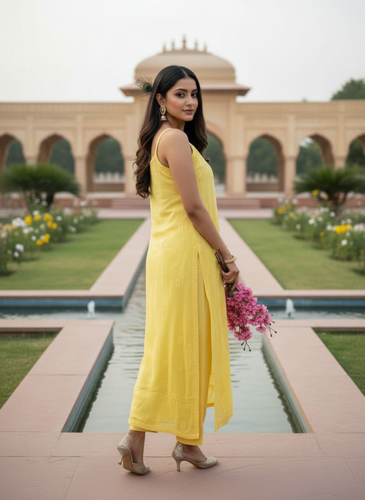 Candy pink chicken kari kurta